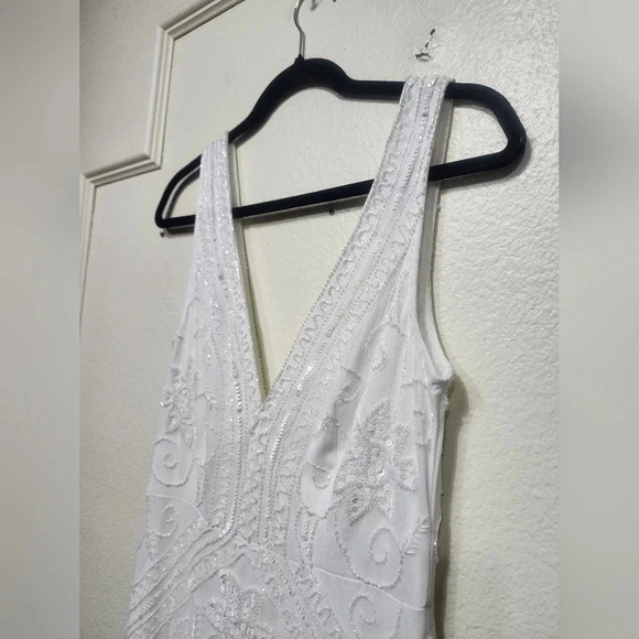 Lulus The Sweetest Vows White Beaded Sequin Mermaid Maxi Dress Wedding Bridal - Picture 8 of 14